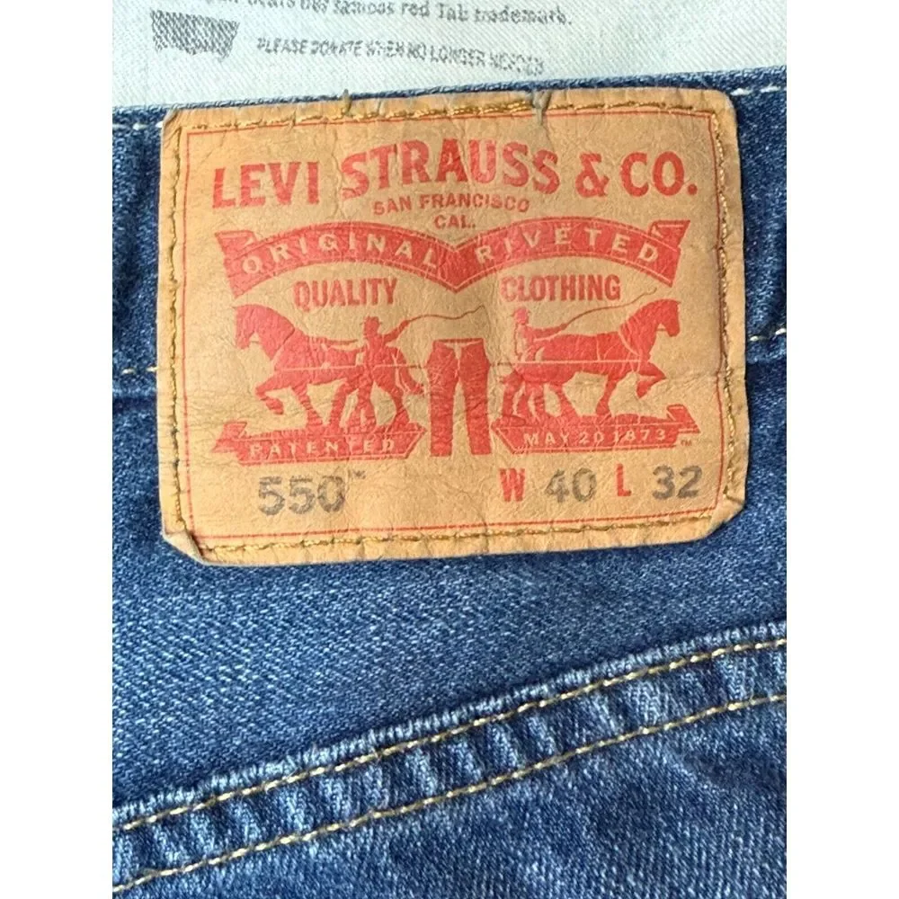 Levis‎ Jeans Mens 550 Mens 40x32 100% Cotton Medium Wash High Rise Relaxed Fit